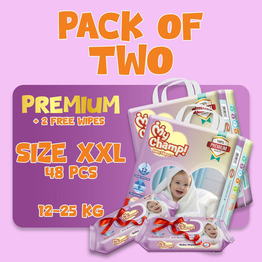 MY CHAMP (XXL). 48 PCS (Pack of 2)+ 2 FREE WIPES