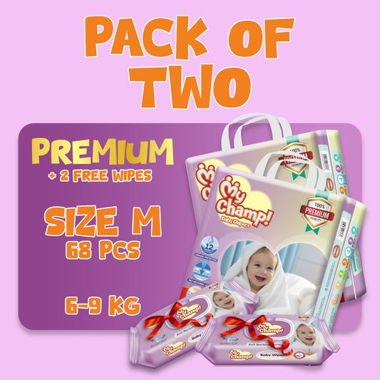 MY CHAMP (M). 68 PCS (Pack of 2)+ 2 FREE WIPES